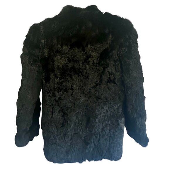 Vintage Black Rabbit Fur Coat Size M Somerset Furs Hong Kong Mob Wife - Picture 3 of 10